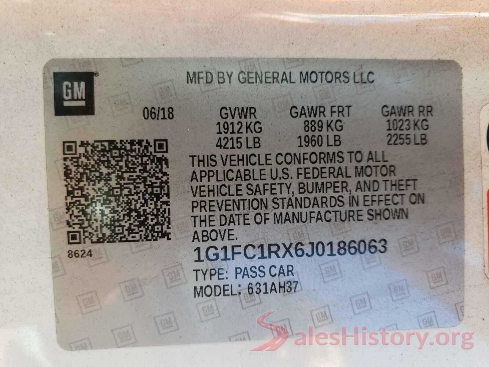 1G1FC1RX6J0186063 2018 CHEVROLET CAMARO