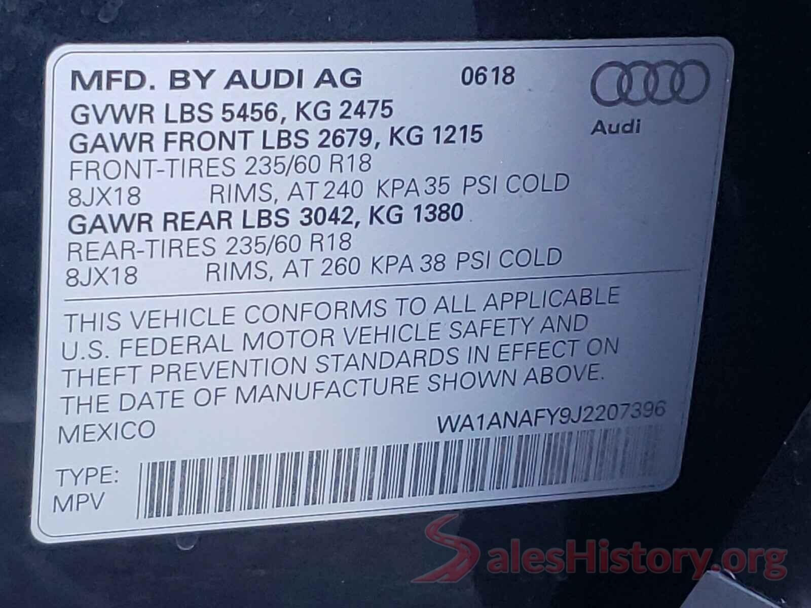 WA1ANAFY9J2207396 2018 AUDI Q5