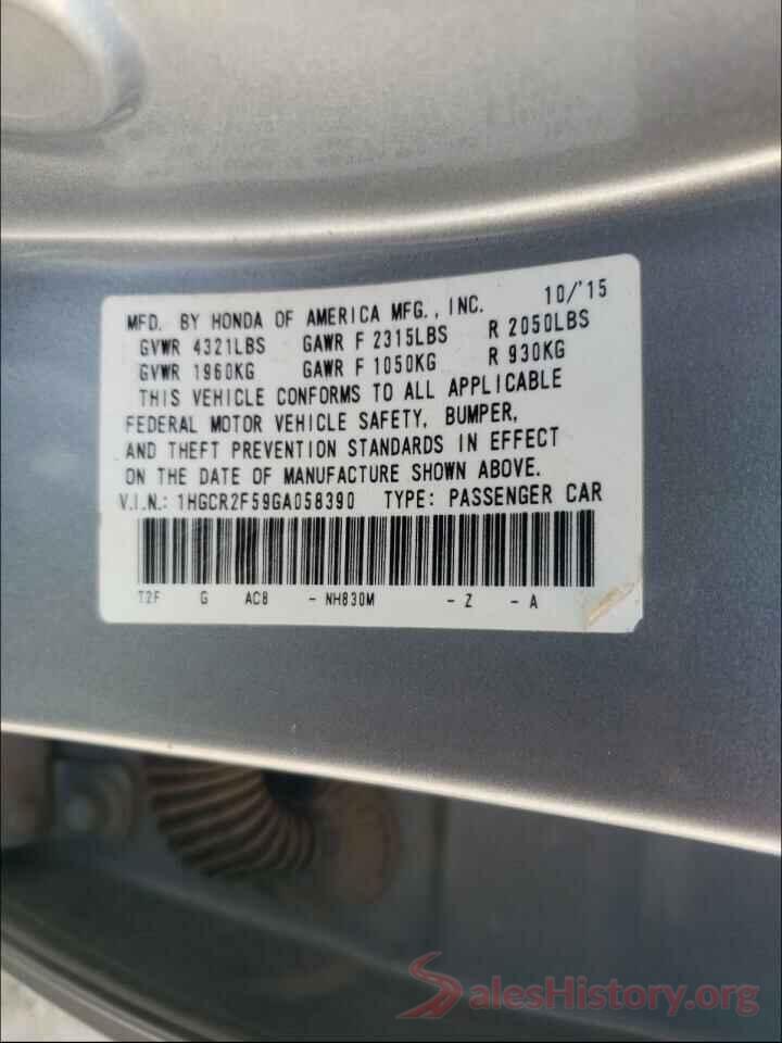 1HGCR2F59GA058390 2016 HONDA ACCORD