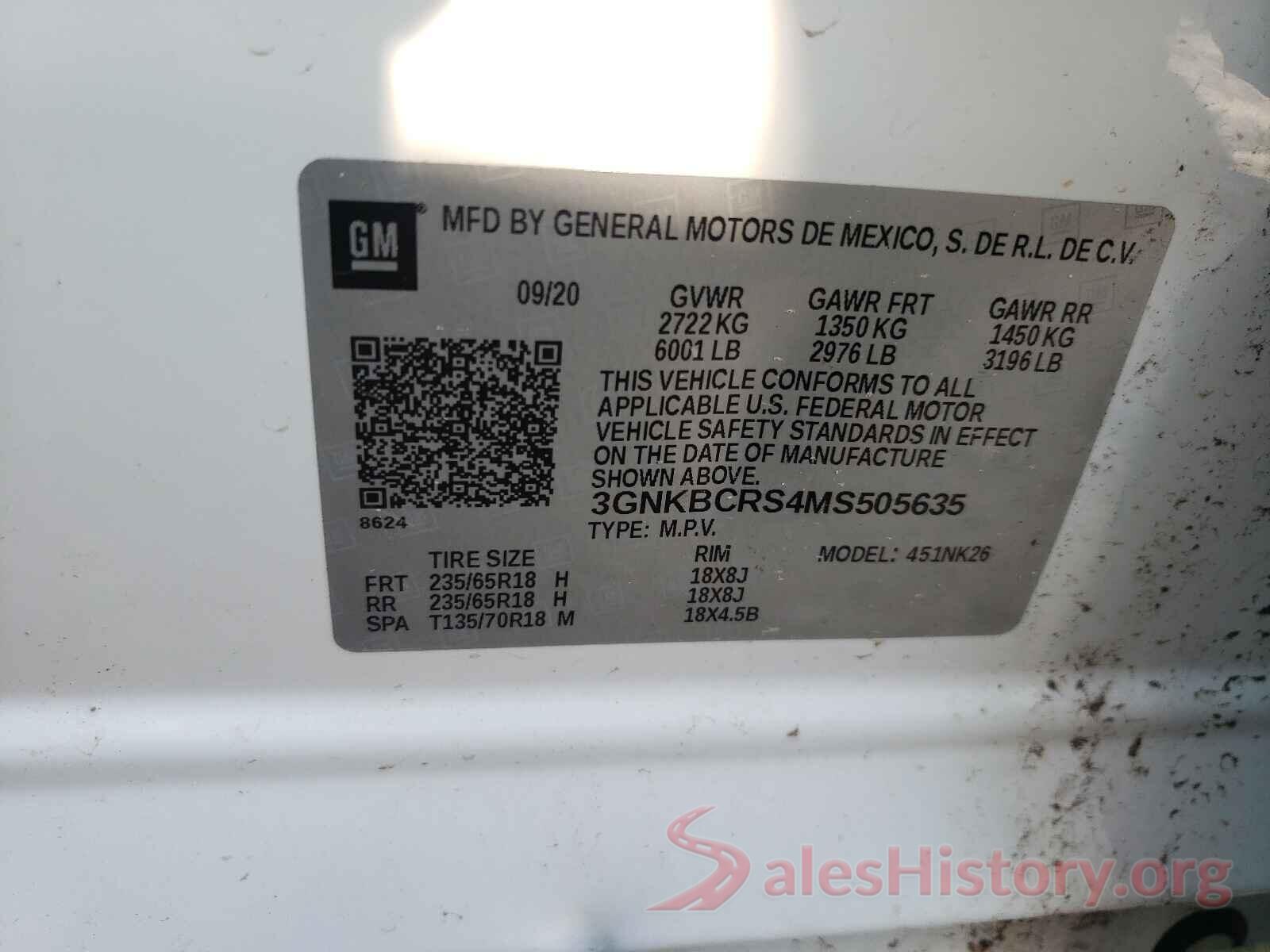 3GNKBCRS4MS505635 2021 CHEVROLET BLAZER