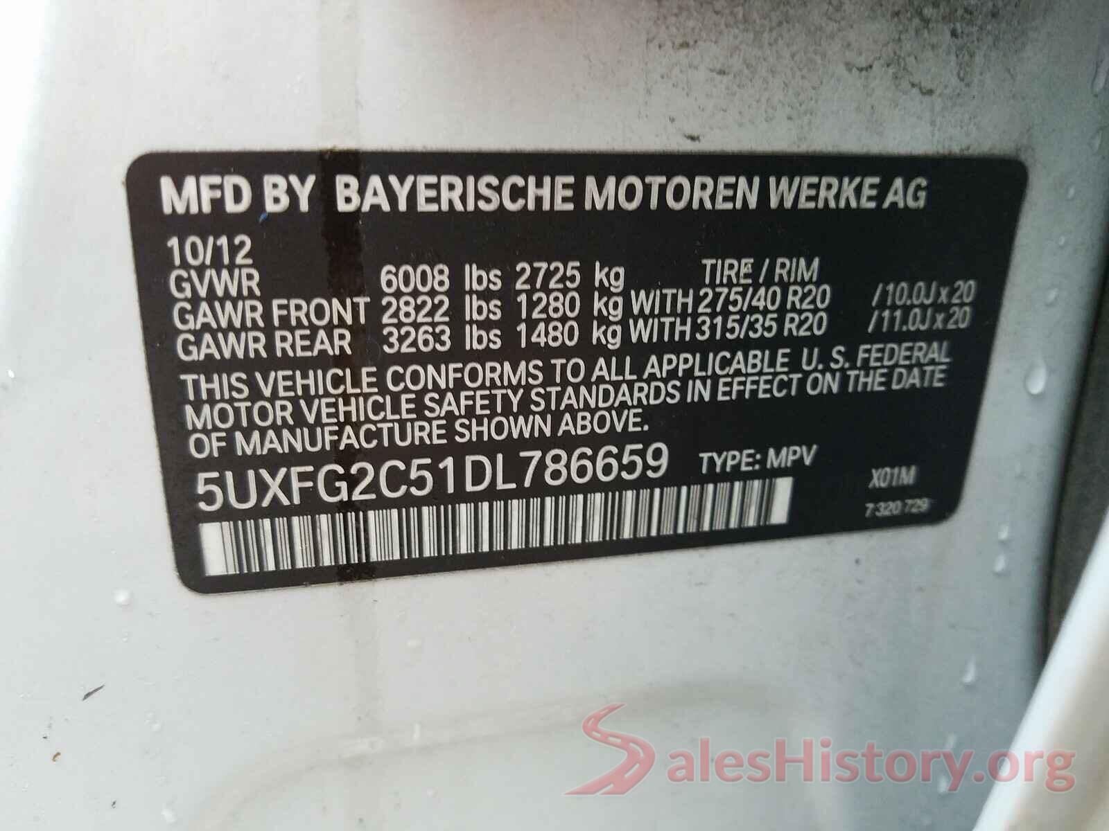 5UXFG2C51DL786659 2013 BMW X6