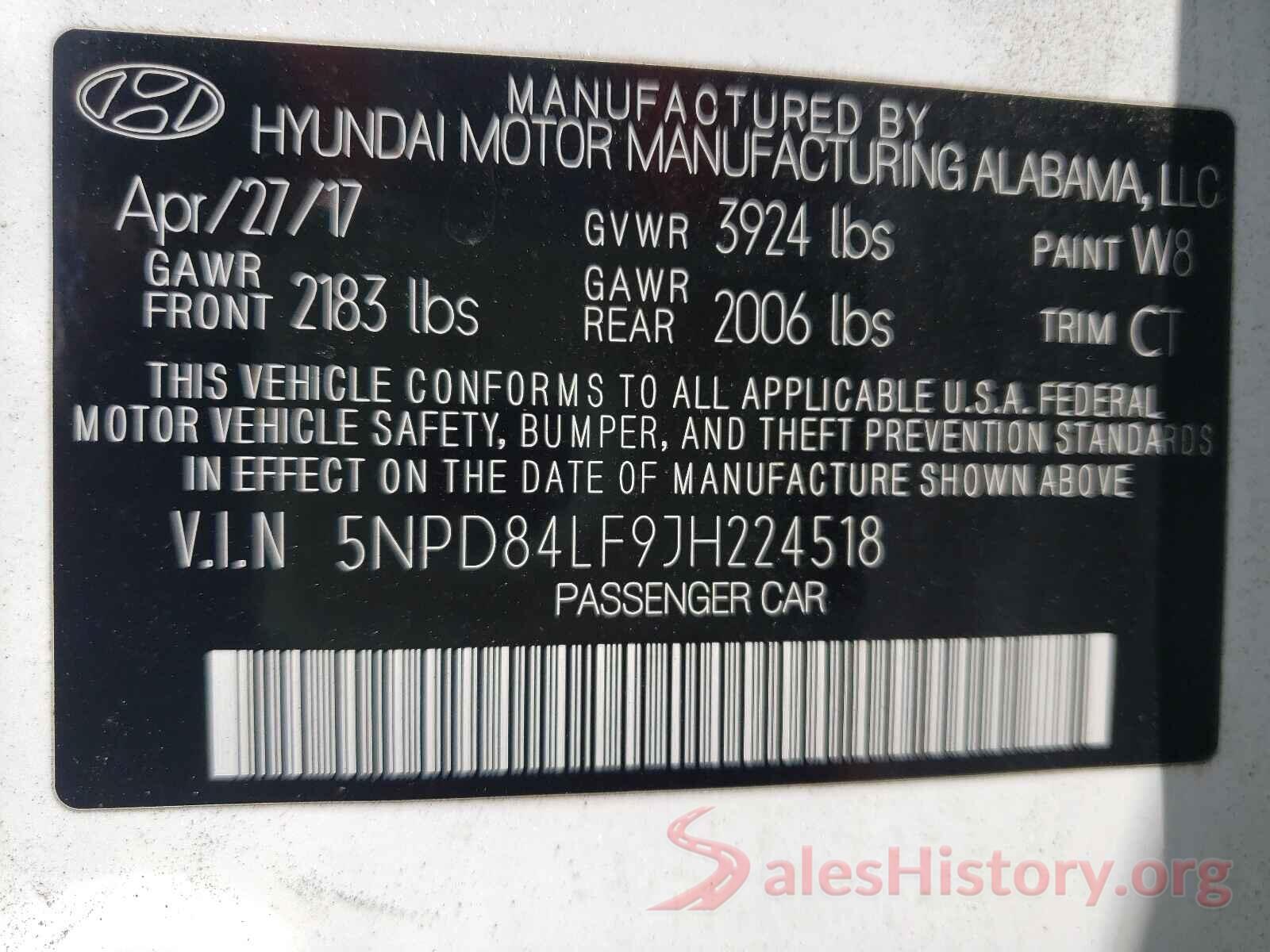 5NPD84LF9JH224518 2018 HYUNDAI ELANTRA