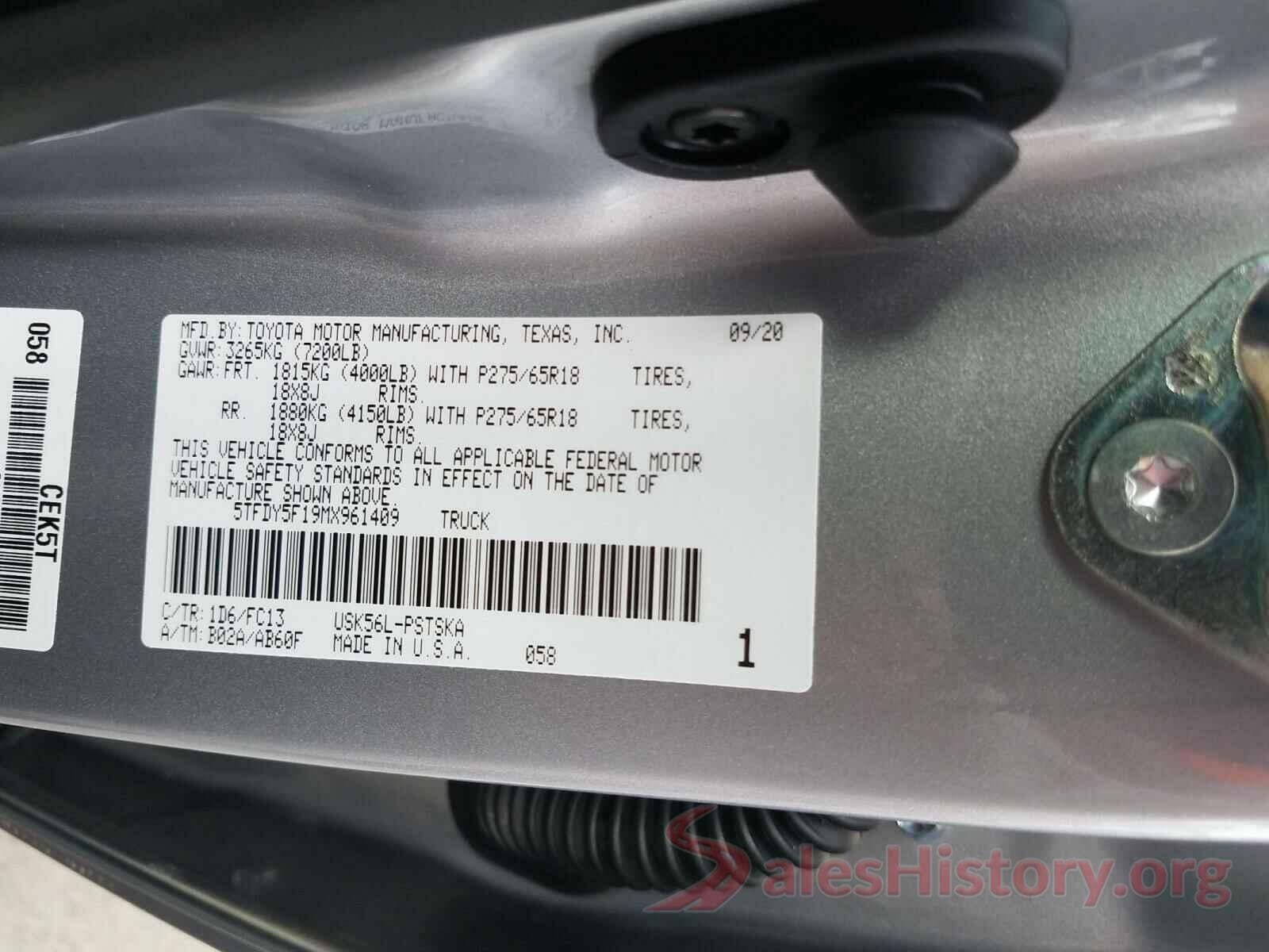 5TFDY5F19MX961409 2021 TOYOTA TUNDRA