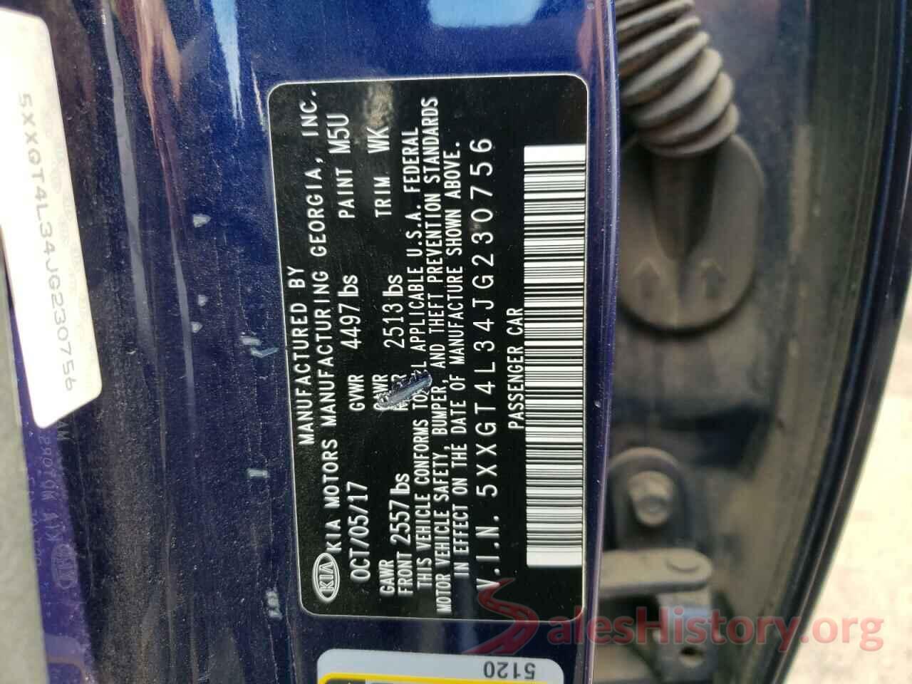 5XXGT4L34JG230756 2018 KIA OPTIMA