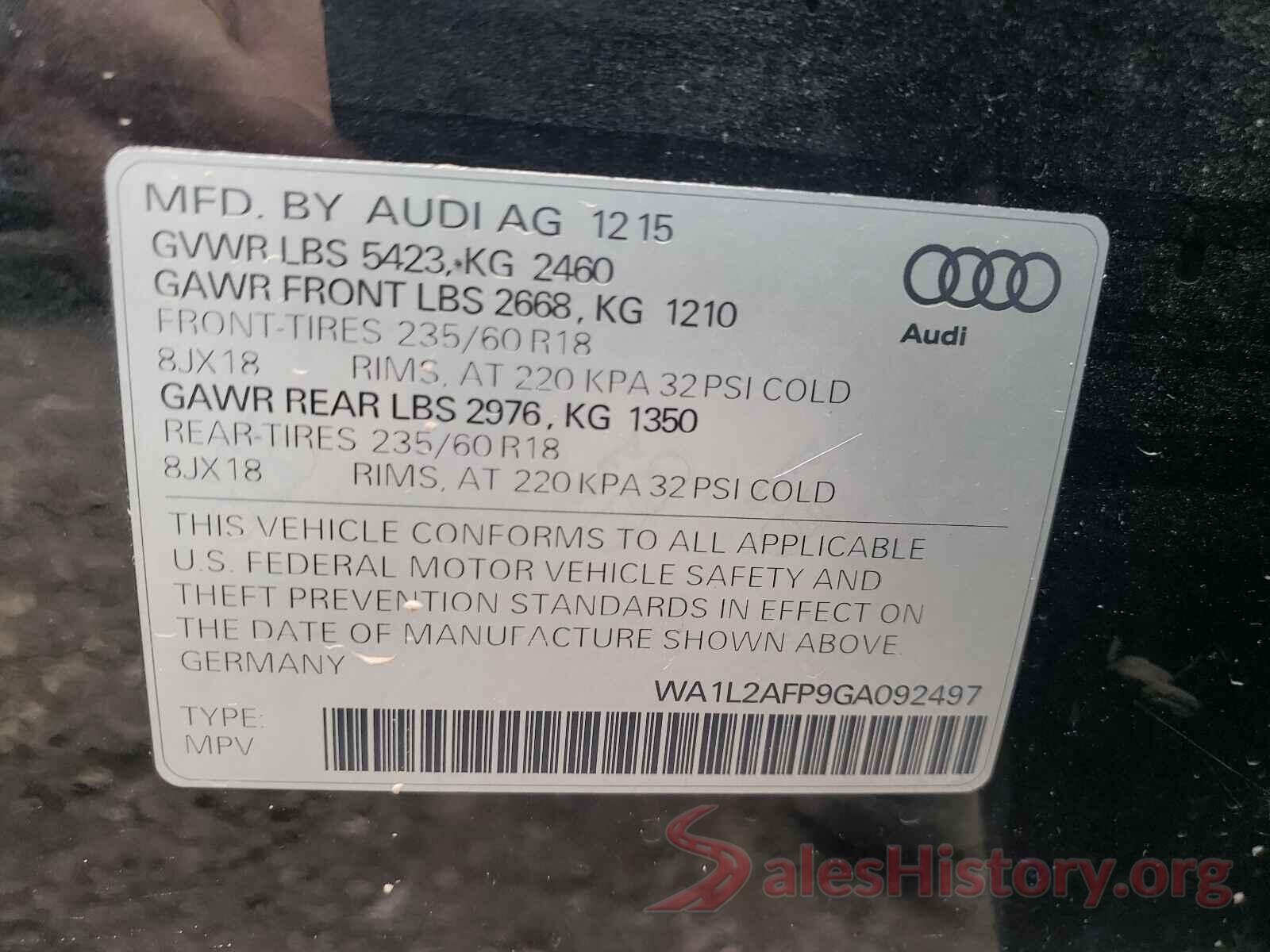 WA1L2AFP9GA092497 2016 AUDI Q5