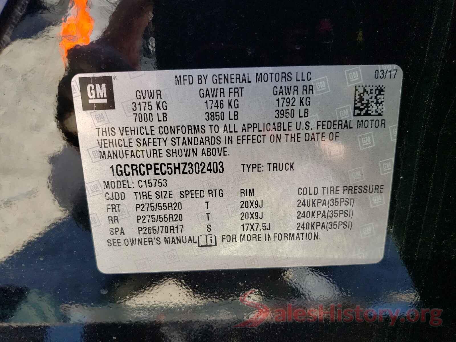 1GCRCPEC5HZ302403 2017 CHEVROLET SILVERADO