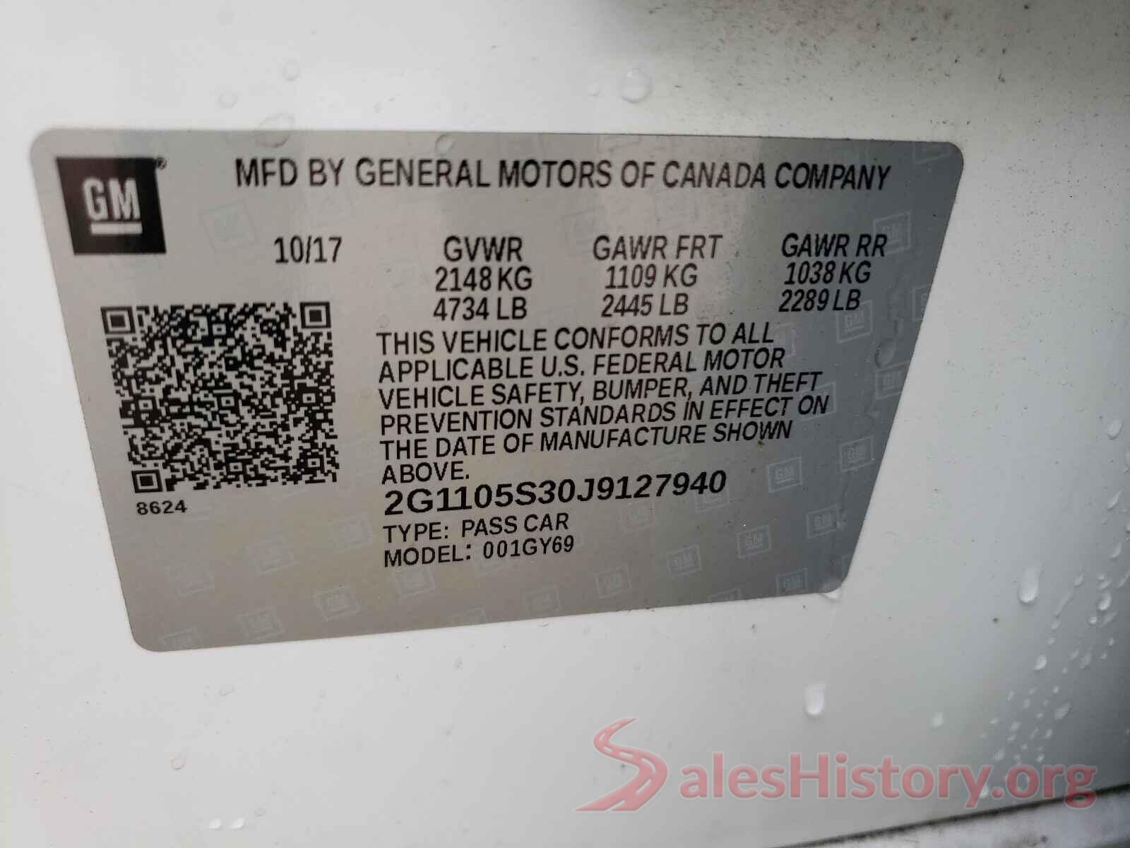 2G1105S30J9127940 2018 CHEVROLET IMPALA