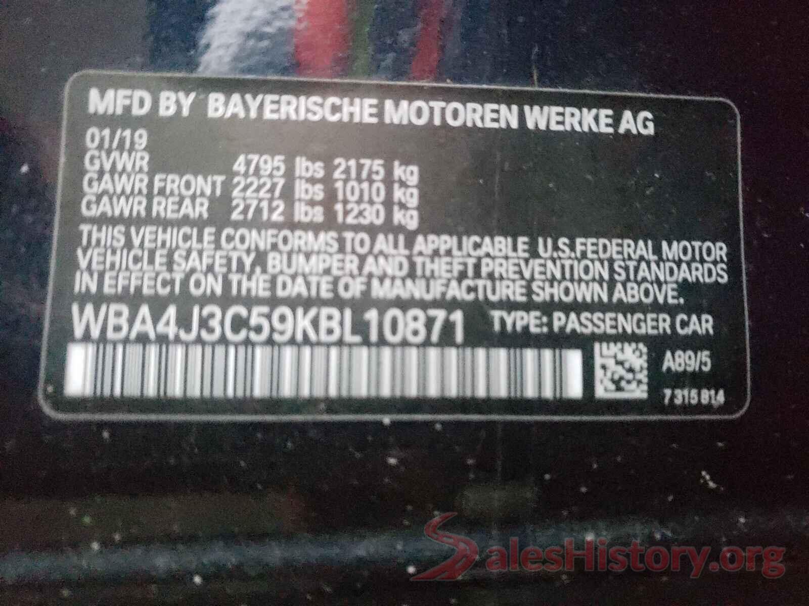 WBA4J3C59KBL10871 2019 BMW 4 SERIES