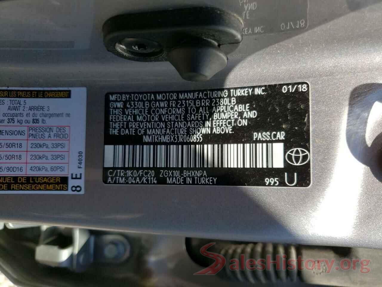 NMTKHMBX3JR060855 2018 TOYOTA C-HR