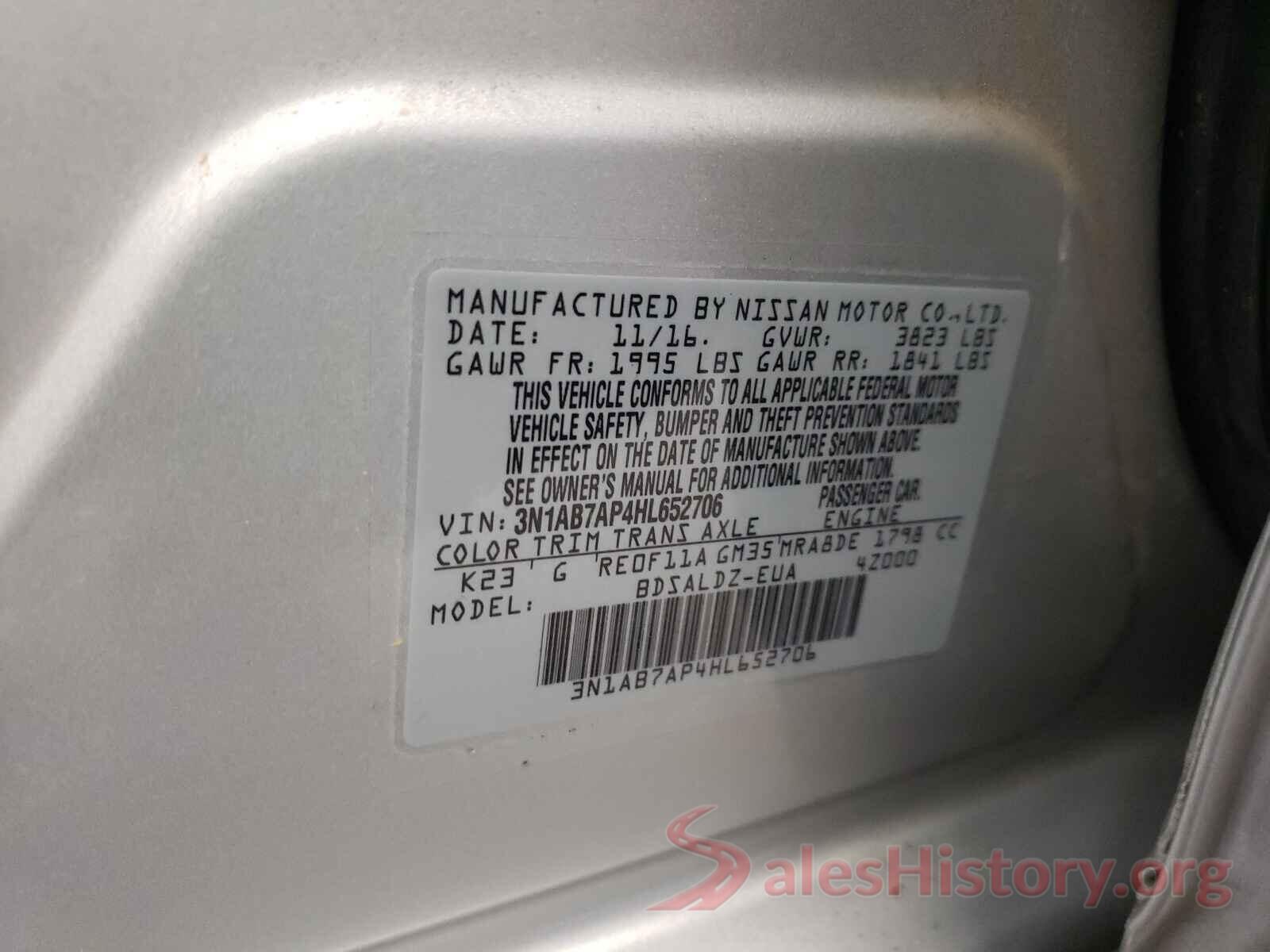 3N1AB7AP4HL652706 2017 NISSAN SENTRA