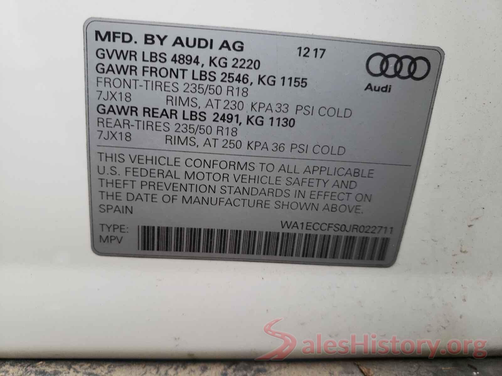 WA1ECCFS0JR022711 2018 AUDI Q3