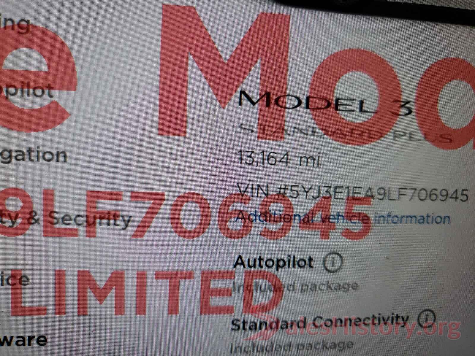 5YJ3E1EA9LF706945 2020 TESLA MODEL 3