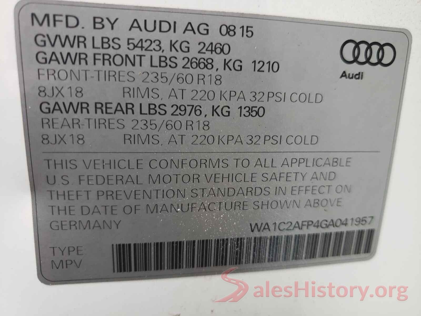 WA1C2AFP4GA041957 2016 AUDI Q5