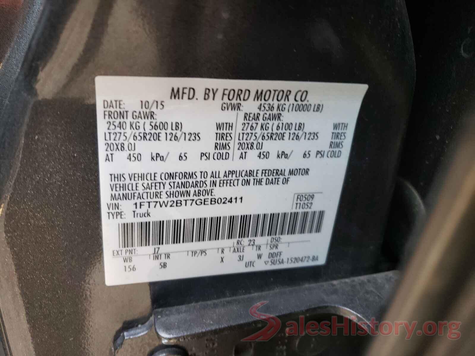 1FT7W2BT7GEB02411 2016 FORD F250