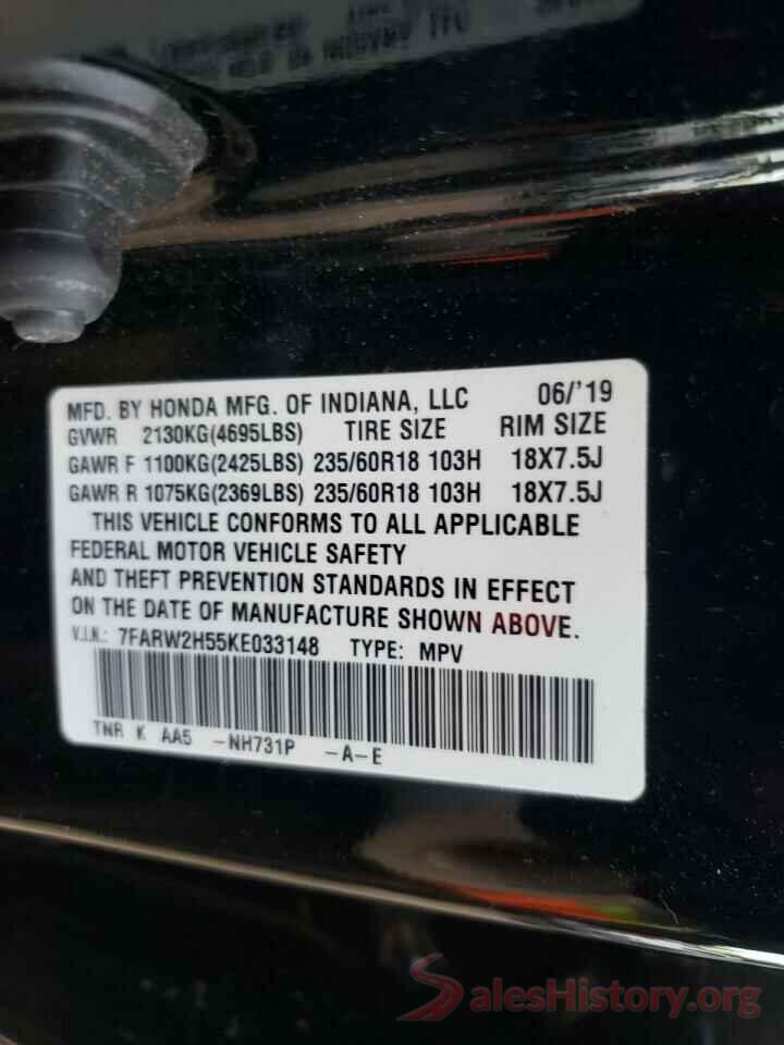 7FARW2H55KE033148 2019 HONDA CRV