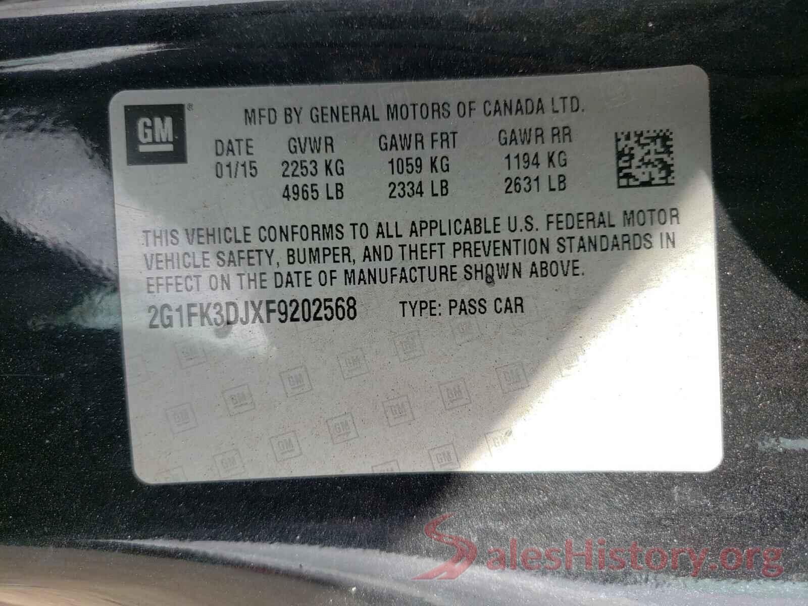 2G1FK3DJXF9202568 2015 CHEVROLET CAMARO