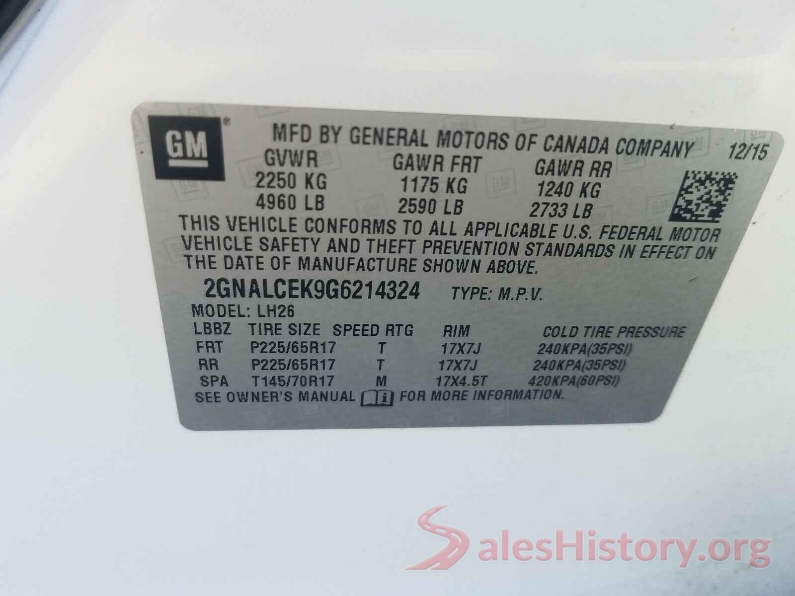 2GNALCEK9G6214324 2016 CHEVROLET EQUINOX