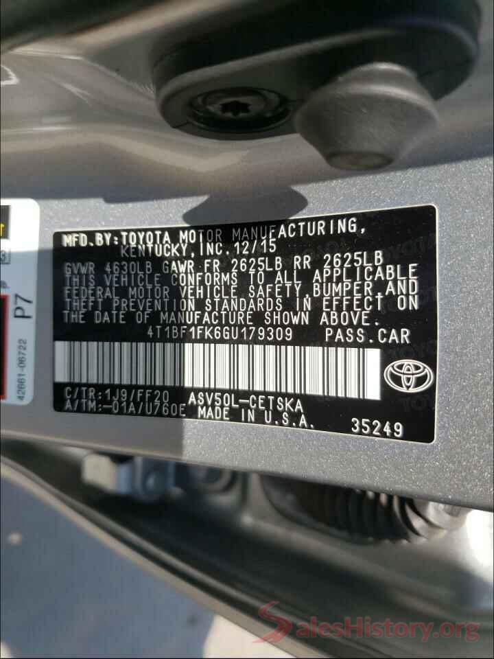 4T1BF1FK6GU179309 2016 TOYOTA CAMRY