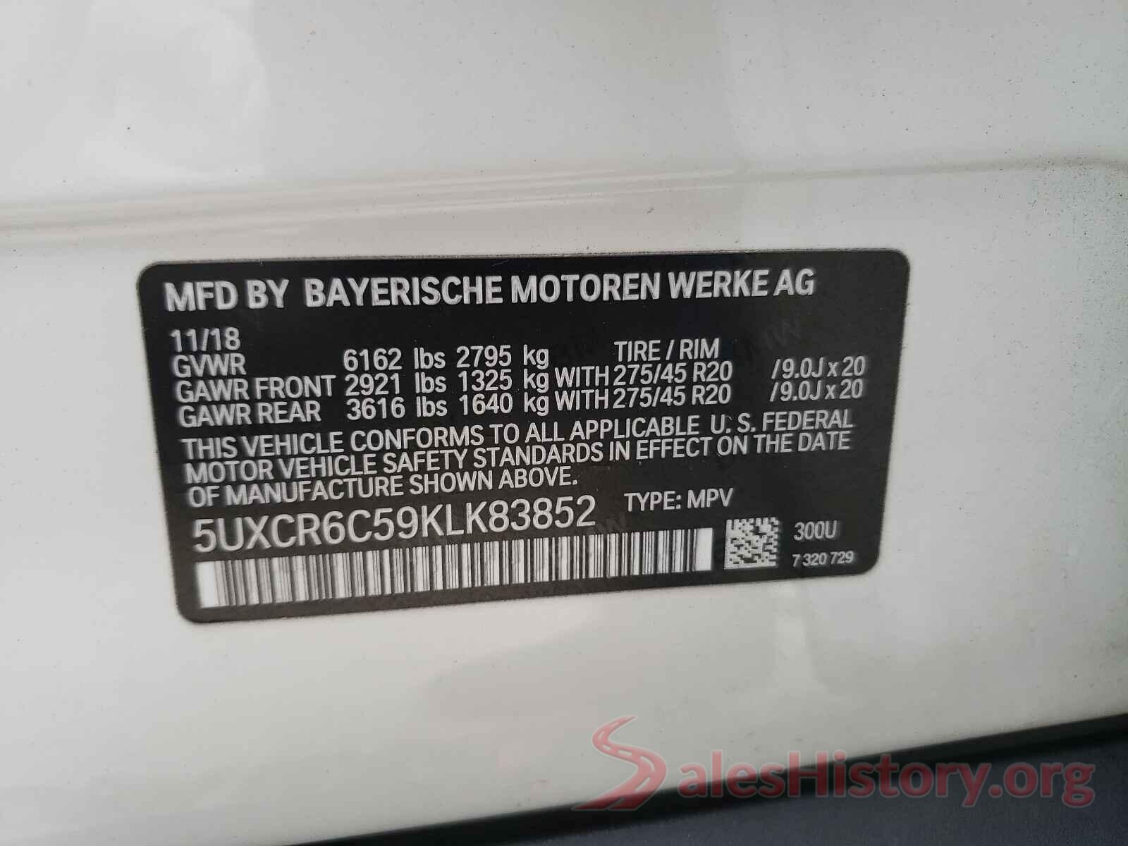 5UXCR6C59KLK83852 2019 BMW X5