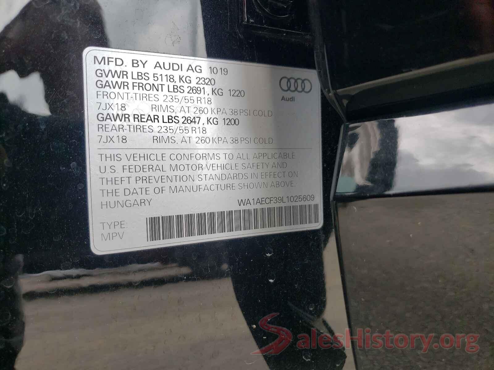 WA1AECF39L1025609 2020 AUDI Q3