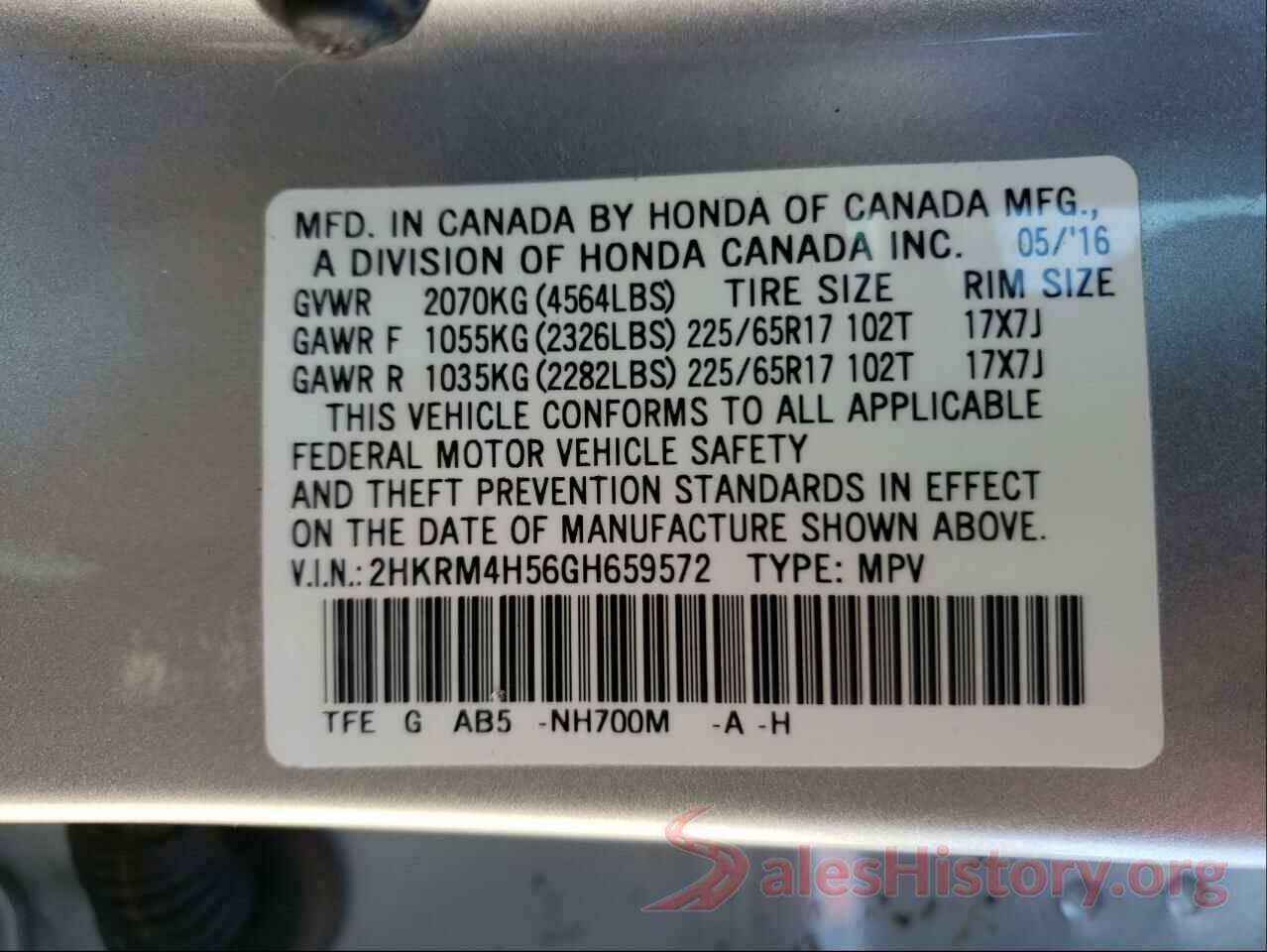 2HKRM4H56GH659572 2016 HONDA CRV