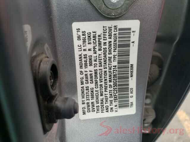 19XFC2E50GE067314 2016 HONDA CIVIC