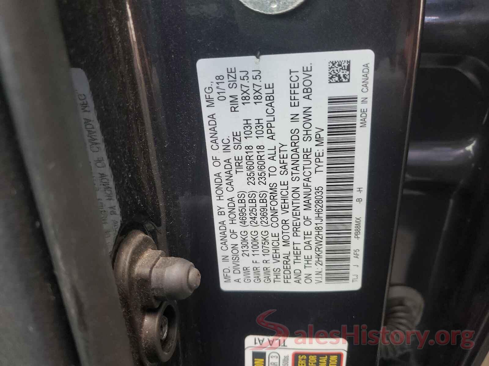 2HKRW2H81JH628035 2018 HONDA CRV