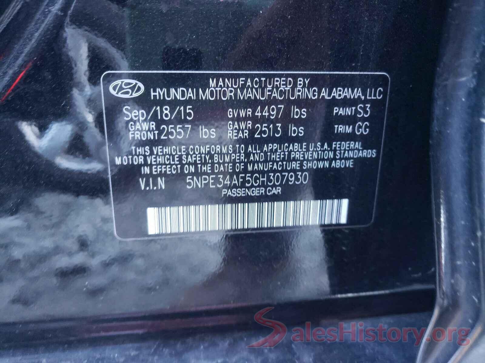 5NPE34AF5GH307930 2016 HYUNDAI SONATA