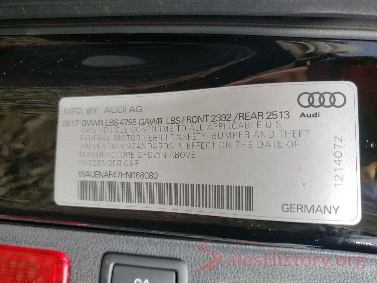 WAUENAF47HN066080 2017 AUDI A4