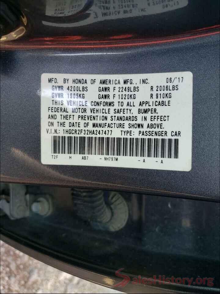 1HGCR2F32HA247477 2017 HONDA ACCORD