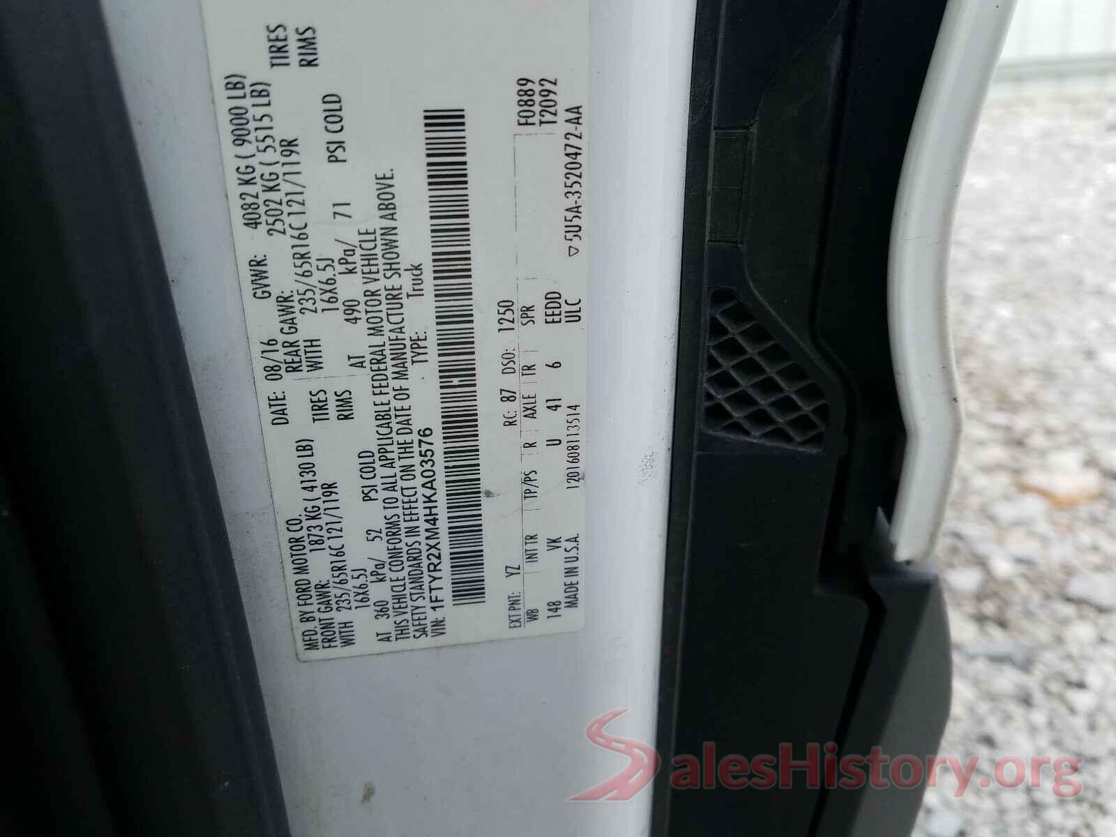 1FTYR2XM4HKA03576 2017 FORD TRANSIT CO