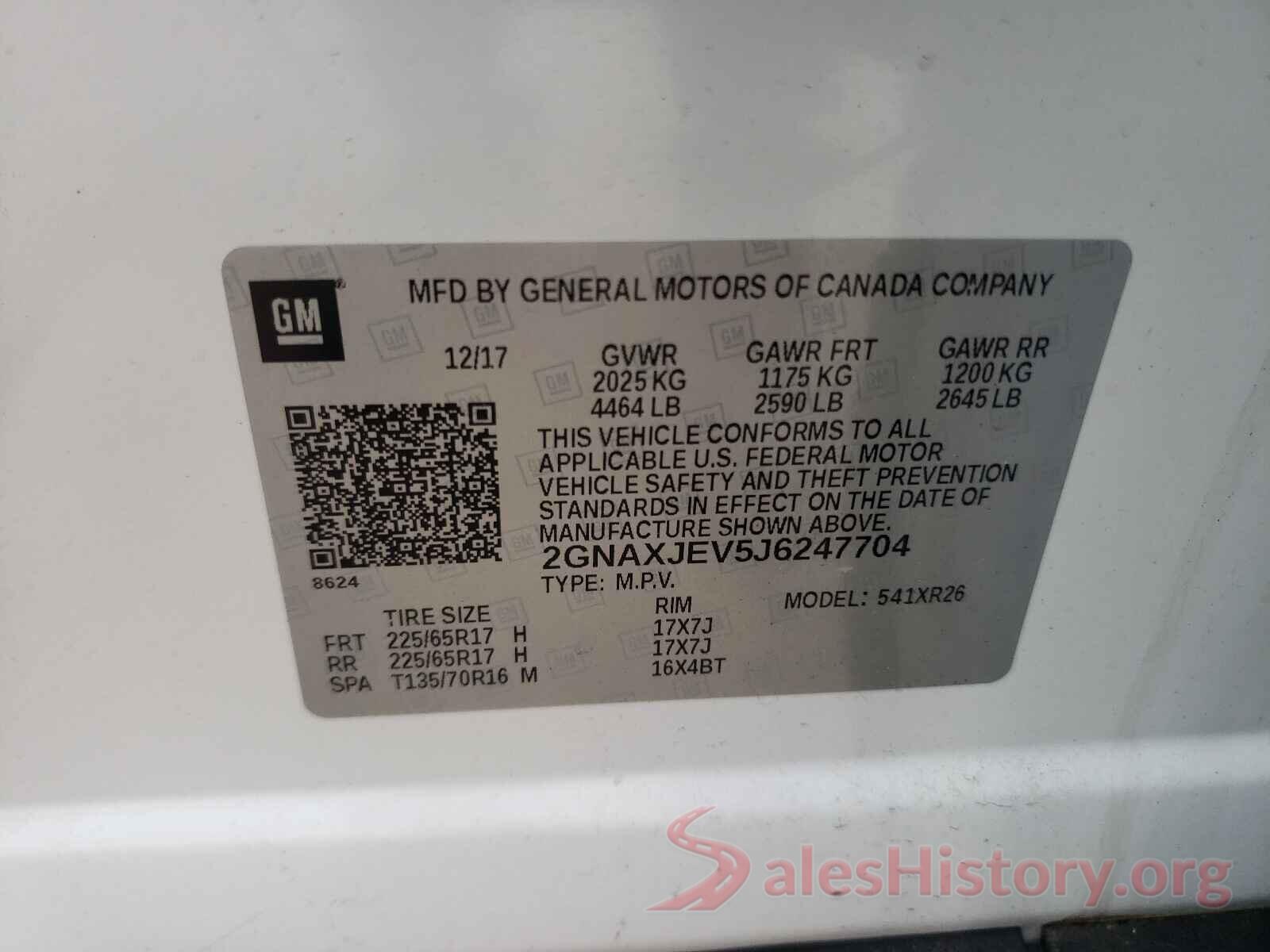 2GNAXJEV5J6247704 2018 CHEVROLET EQUINOX