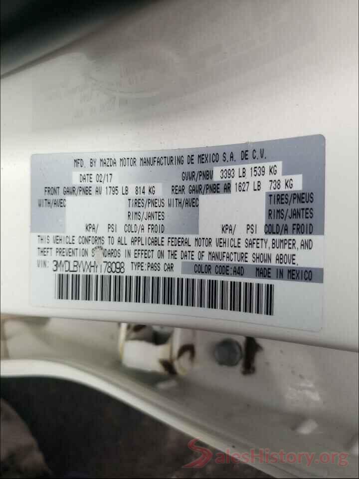 3MYDLBYVXHY178098 2017 TOYOTA YARIS