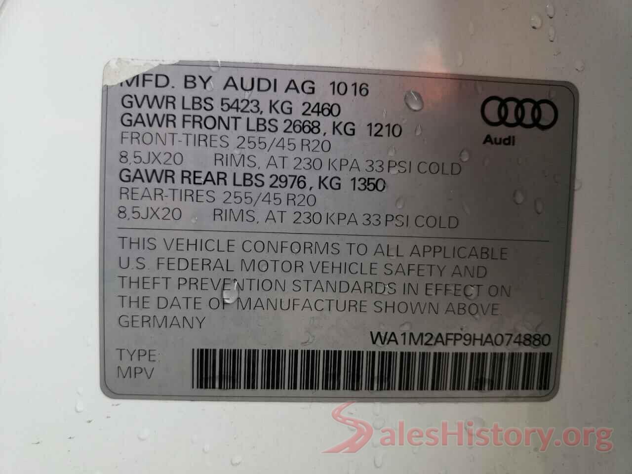 WA1M2AFP9HA074880 2017 AUDI Q5