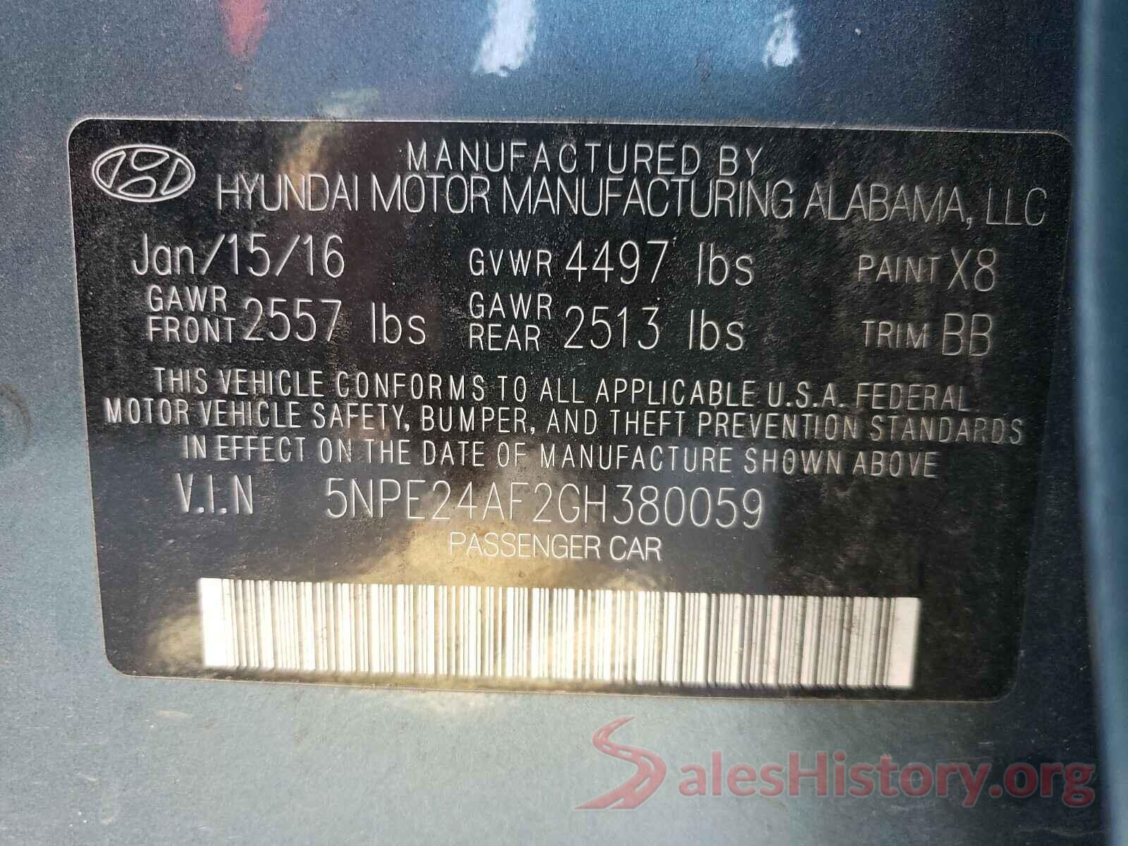 5NPE24AF2GH380059 2016 HYUNDAI SONATA