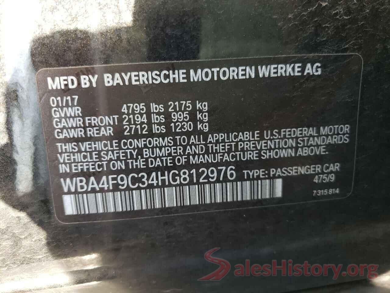 WBA4F9C34HG812976 2017 BMW 4 SERIES