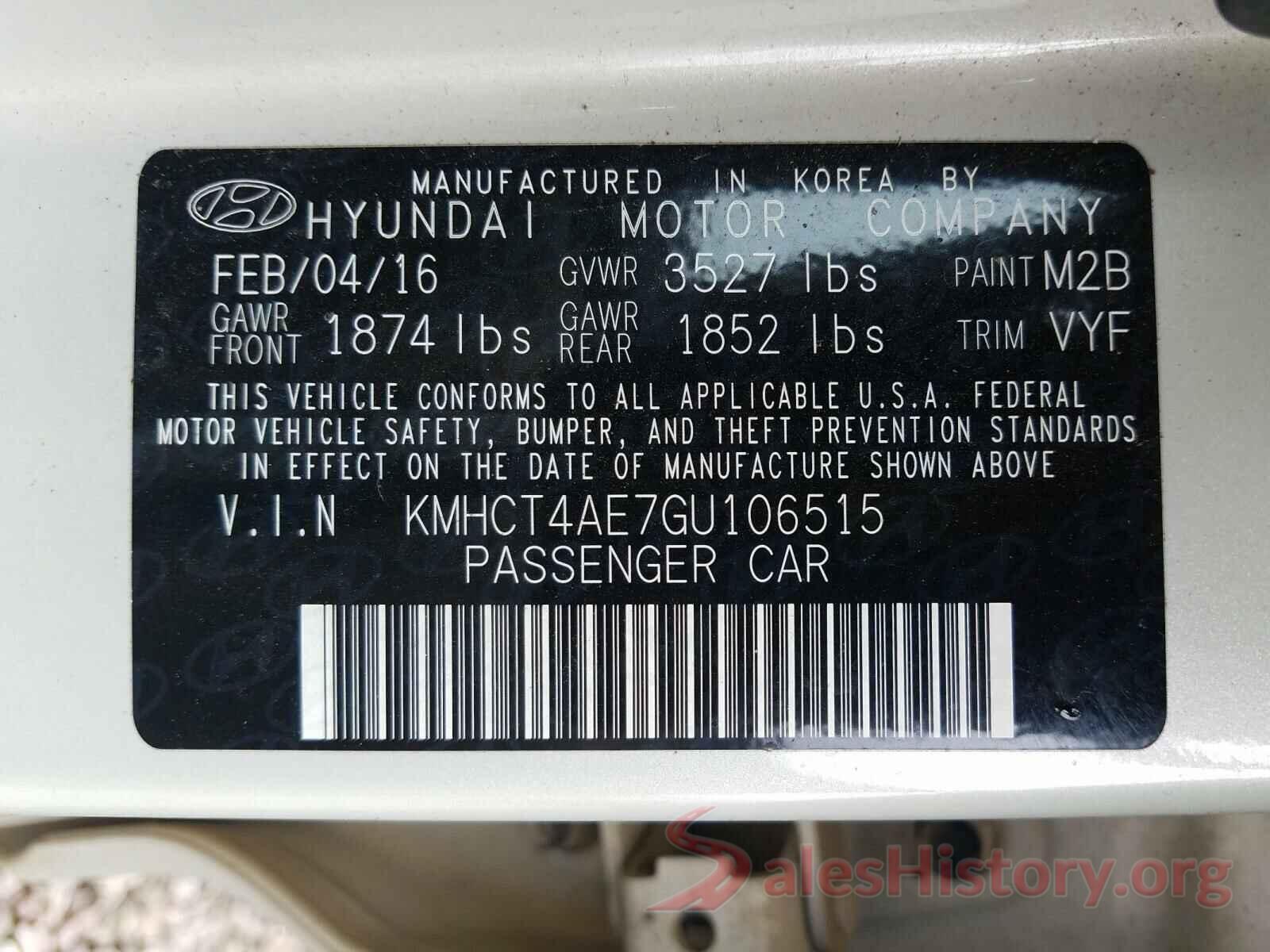 KMHCT4AE7GU106515 2016 HYUNDAI ACCENT