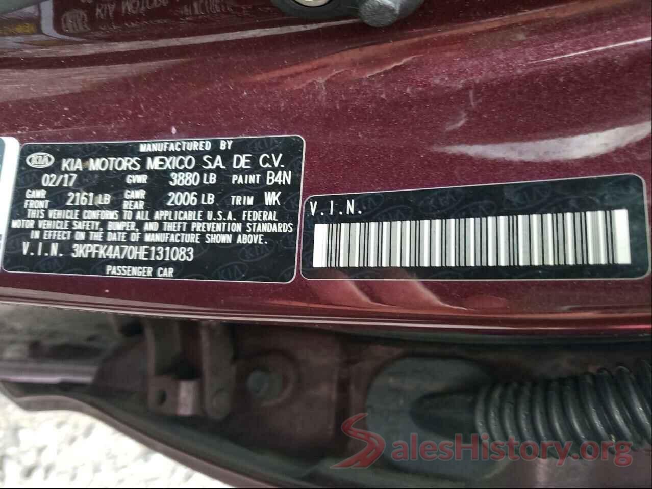 3KPFK4A70HE131083 2017 KIA FORTE