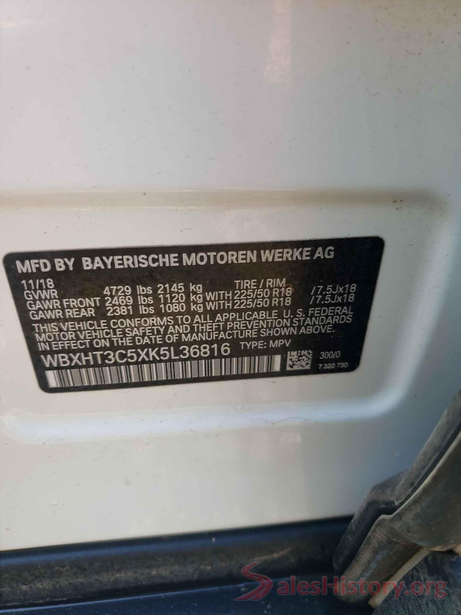 WBXHT3C5XK5L36816 2019 BMW X1