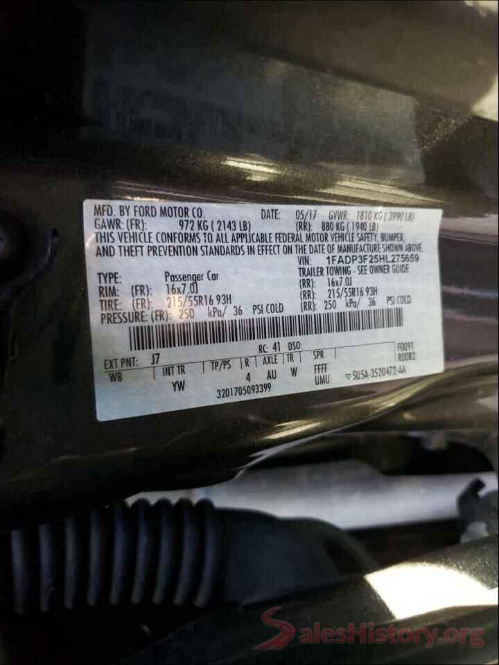 1FADP3F25HL275659 2017 FORD FOCUS