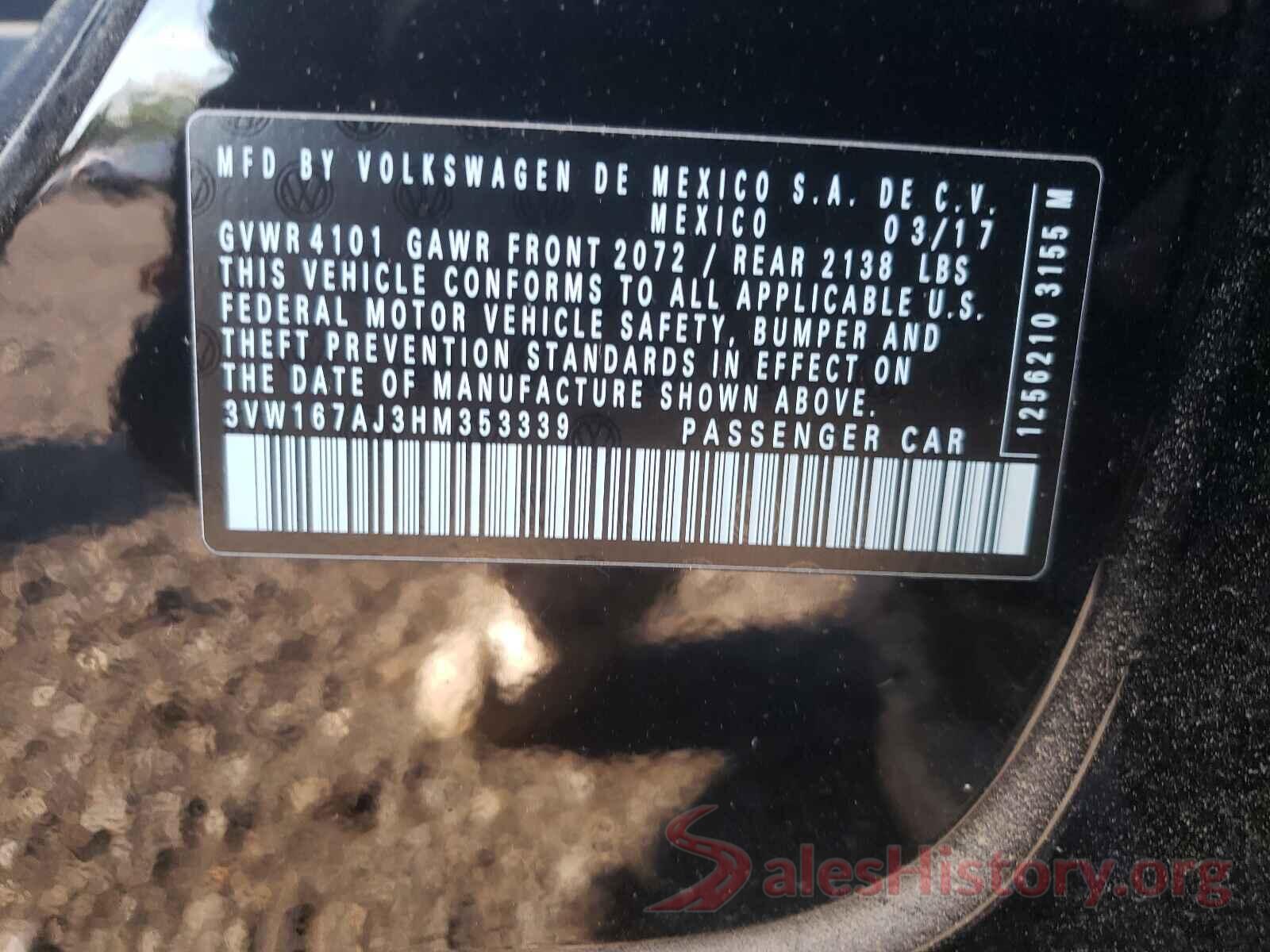 3VW167AJ3HM353339 2017 VOLKSWAGEN JETTA