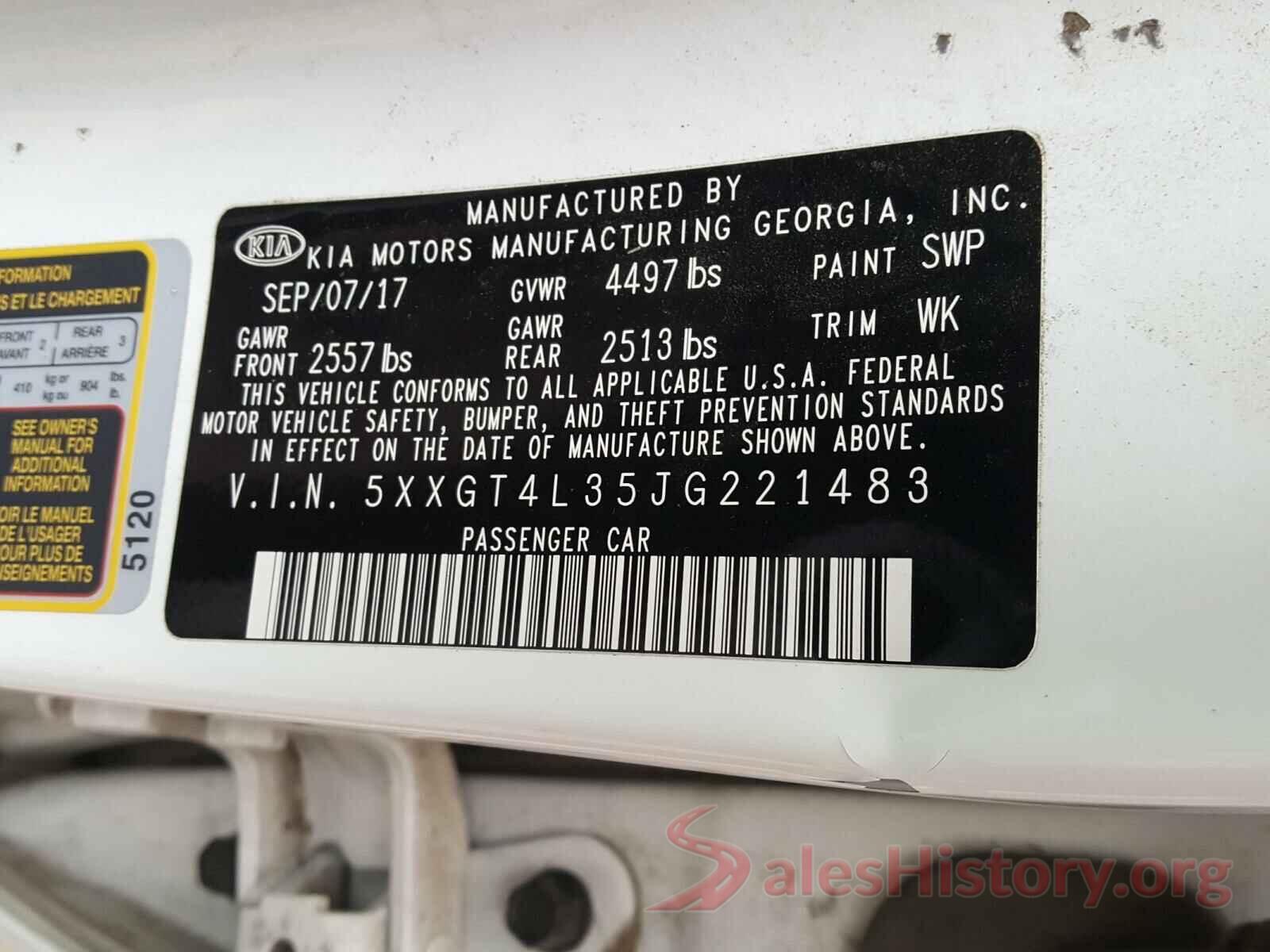 5XXGT4L35JG221483 2018 KIA OPTIMA