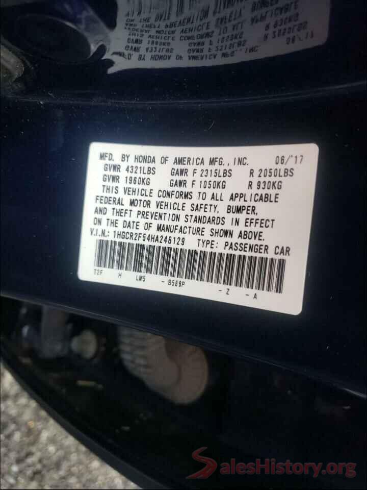 1HGCR2F54HA248129 2017 HONDA ACCORD