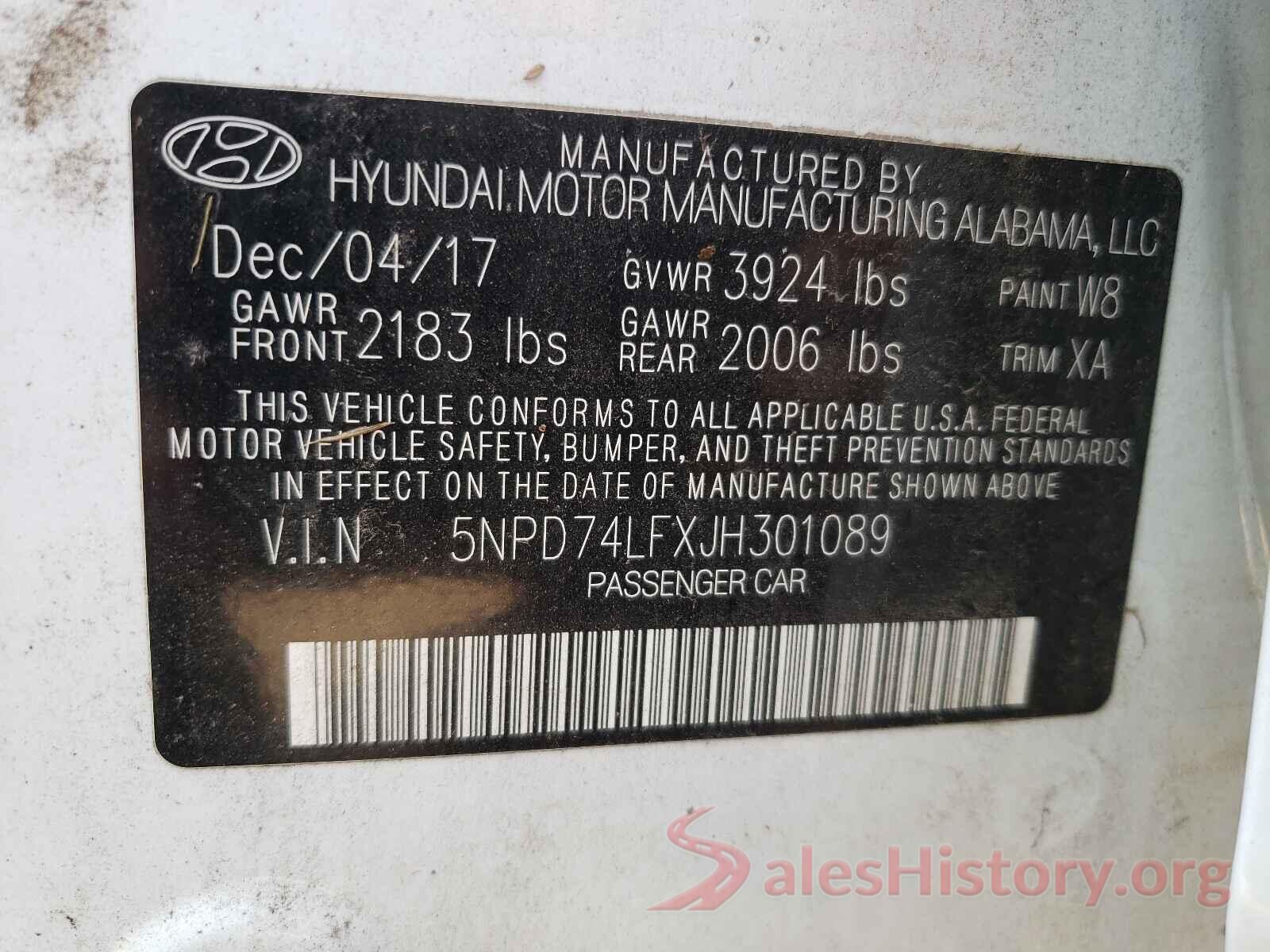 5NPD74LFXJH301089 2018 HYUNDAI ELANTRA