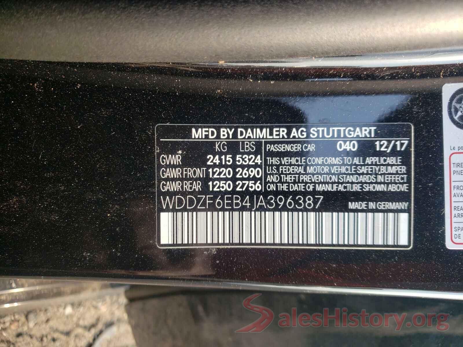 WDDZF6EB4JA396387 2018 MERCEDES-BENZ E-CLASS