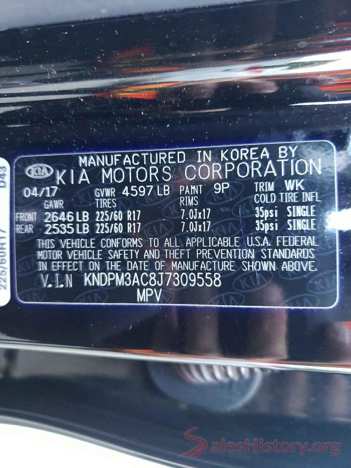 KNDPM3AC8J7309558 2018 KIA SPORTAGE