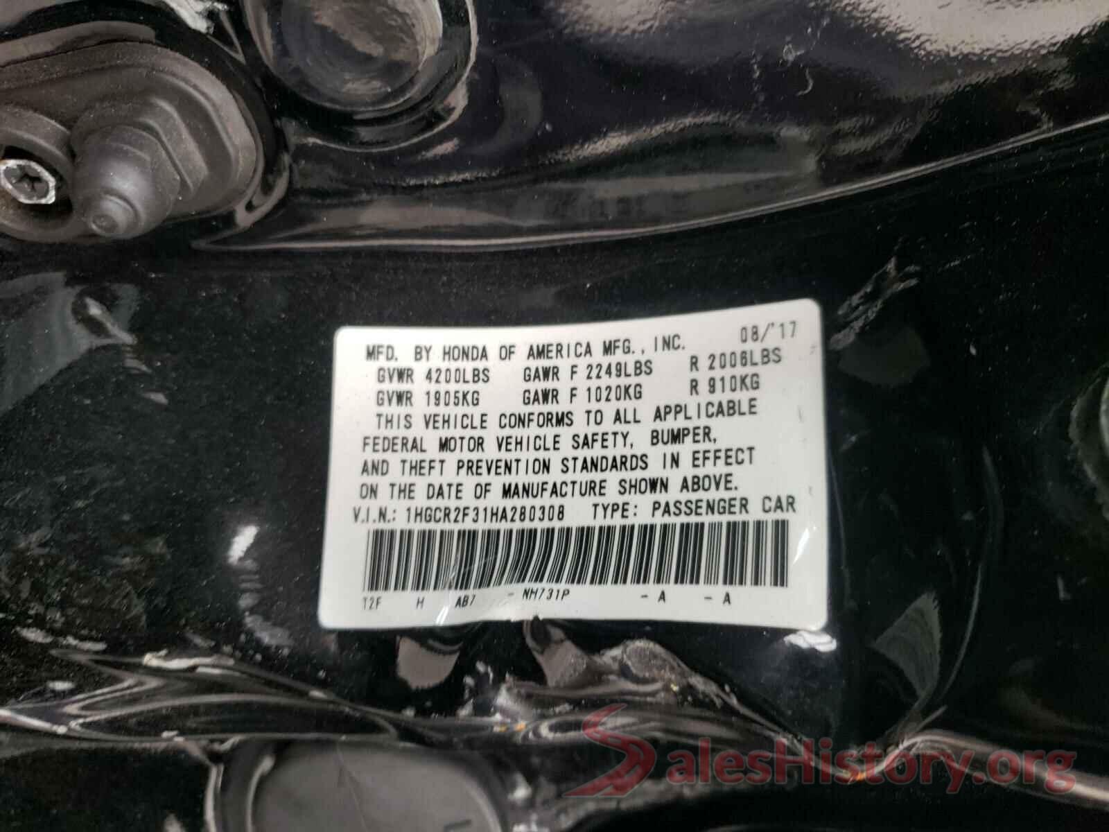 1HGCR2F31HA280308 2017 HONDA ACCORD