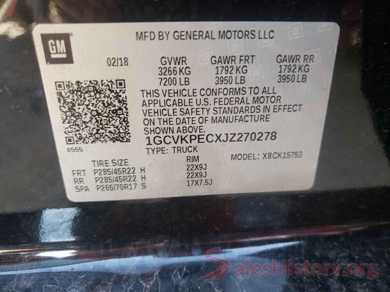 1GCVKPECXJZ270278 2018 CHEVROLET SILVERADO