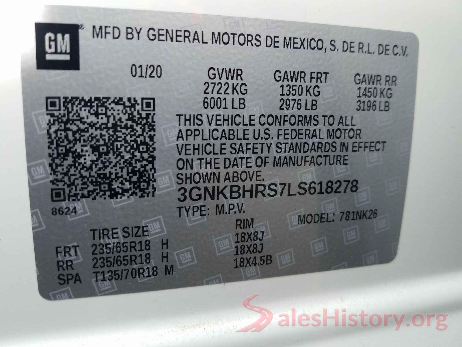 3GNKBHRS7LS618278 2020 CHEVROLET BLAZER 2LT