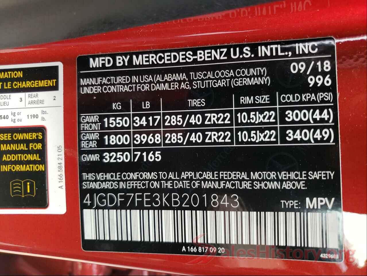 4JGDF7FE3KB201843 2019 MERCEDES-BENZ GLS-CLASS